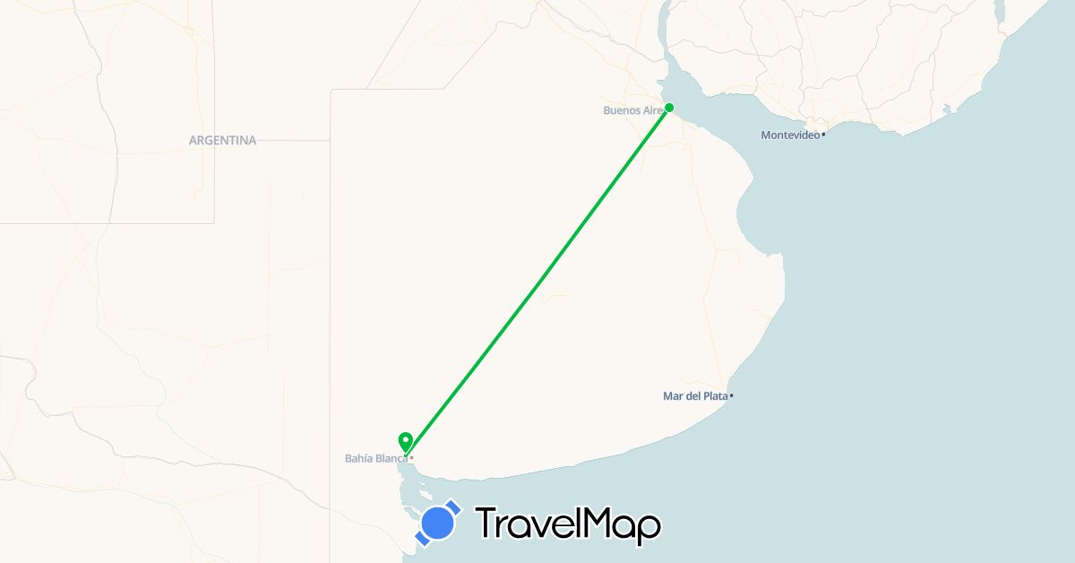 TravelMap itinerary: bus in Argentina (South America)